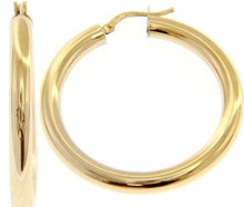 Load image into Gallery viewer, 18K YELLOW GOLD ROUND CIRCLE HOOP EARRINGS DIAMETER 30 MM x 4 MM, MADE IN ITALY
