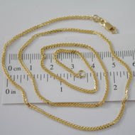 SOLID 18K YELLOW GOLD CHAIN NECKLACE, EAR SQUARE LINK 23.62 INCHES MADE IN ITALY