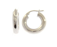 PENDIENTES DE CÍRCULO REDONDO DE ORO BLANCO DE 18 QUILATES, DIÁMETRO 10 MM, ANCHO 4 MM, HECHOS EN ITALIA