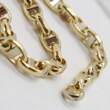 Load image into Gallery viewer, 18K YELLOW WHITE GOLD 3.5 MM OVAL NAVY MARINER BRACELET 7.50 IN 19 CM ITALY MADE
