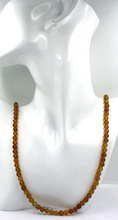 Load image into Gallery viewer, 18k yellow gold necklace 24&quot;, brown jade round faceted 6mm beads spheres balls
