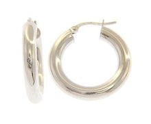 Load image into Gallery viewer, 18K WHITE GOLD ROUND CIRCLE EARRINGS DIAMETER 15 MM, WIDTH 4 MM, MADE IN ITALY
