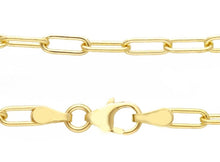 Load image into Gallery viewer, solid 18k yellow gold chain rounded tube oval paper clip 2.5x7mm link 24&quot; 60cm
