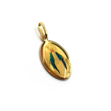 Load image into Gallery viewer, 18k yellow gold enamel oval medal pendant 20x15mm Pope Francis and Miraculous
