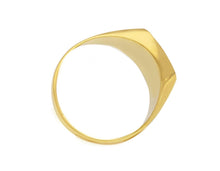 Load image into Gallery viewer, 18k yellow white rose gold signet man chevalier ring 12mm satin central oval
