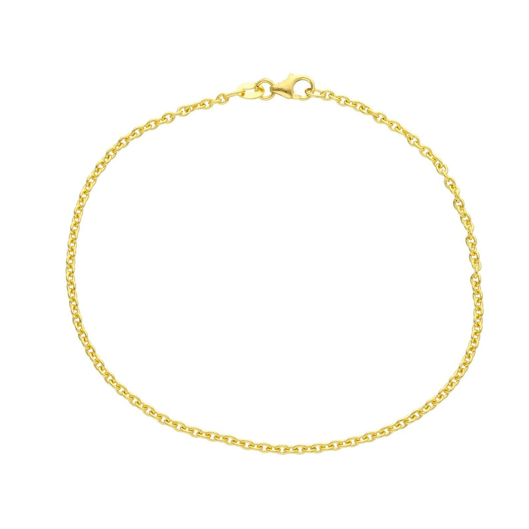 Solid 18k yellow gold rolo circles thin 1.5mm bracelet, 7.5 inches lobster clasp
