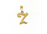 18K YELLOW GOLD LUSTER PENDANT WITH INITIAL Z LETTER Z MADE IN ITALY 0.71 INCHES