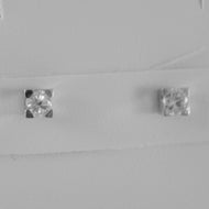 18K WHITE GOLD SQUARE 3.5 mm EARRINGS DIAMOND DIAMONDS 0.32 CT, MADE IN ITALY
