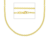 Solid 18k yellow gold rolo circles thin 2mm chain, 16 inches, lobster clasp