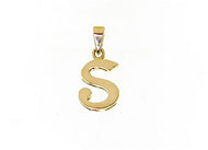 COLGANTE DE ORO AMARILLO DE 18 QUILATES CON BRILLO, LETRA S INICIAL, HECHO EN ITALIA, 0,71 PULGADAS