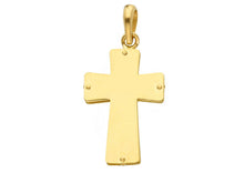 Load image into Gallery viewer, Solid 18k yellow gold square cross satin and luster in the center made in Italy
