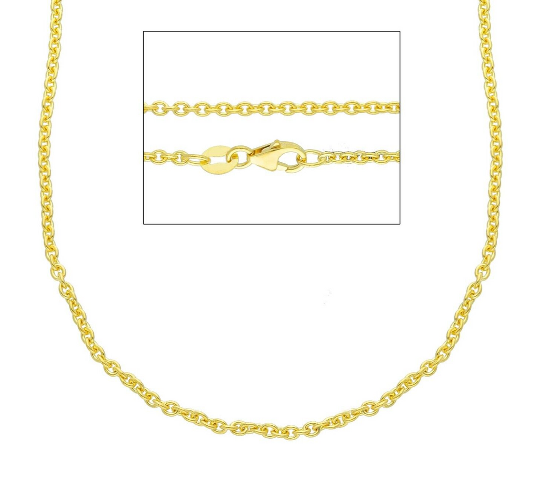 Solid 18k yellow gold rolo circles thin 1.5mm chain, 18 inches, lobster clasp