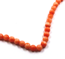 Load image into Gallery viewer, 18k yellow gold necklace 16&quot; with 5mm rose pink bamboo coral round beads spheres
