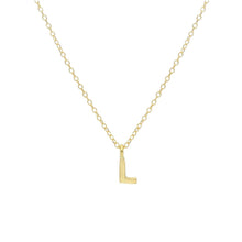 Load image into Gallery viewer, 18k yellow gold rolo thin 16&quot; necklace with small 5mm letter initial L
