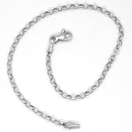PULSERA DE ORO BLANCO DE 18 QUILATES, 18 CM, MINI ROLO DE 2 MM, ESLABONES CÍRCULOS, HECHA EN ITALIA