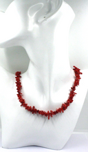 Load image into Gallery viewer, 18k yellow gold necklace 24&quot; with tube red bamboo coral length 5-15mm
