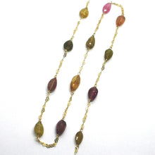 Load image into Gallery viewer, 18K YELLOW GOLD NECKLACE, HEARTS, ALTERNATE FACETED TOURMALINE DROPS
