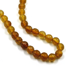 Load image into Gallery viewer, 18k yellow gold necklace 24&quot;, brown jade round faceted 6mm beads spheres balls
