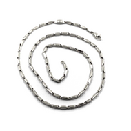 18k white gold chain oval triangular 2.2x7mm rounded tubes links, 50cm 20