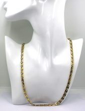 Load image into Gallery viewer, solid 18k yellow white gold chain square cubes ovals alternate flat 5.7mm, 20&quot;
