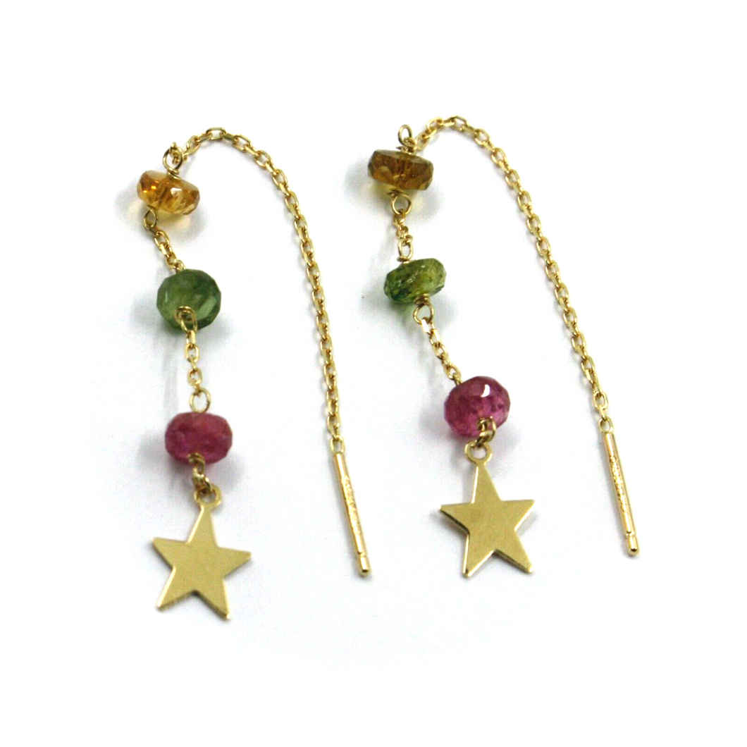 Pendientes largos de oro amarillo de 18 quilates con rosca de 4,5 cm (1,77