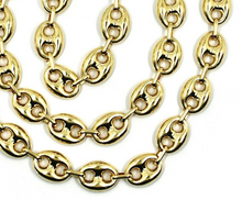 Load image into Gallery viewer, 18K YELLOW GOLD MARINER CHAIN BIG OVALS 12 MM, 24 INCHES ANCHOR ROUNDED NECKLACE
