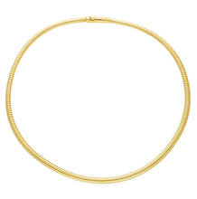 Load image into Gallery viewer, 18k yellow gold omega gas pipe rounded 5mm half tube spiral chain necklace 18&quot;
