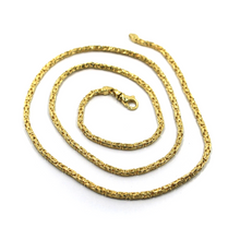 Load image into Gallery viewer, 18k yellow gold squared tubular 1.9mm byzantine chain necklace, 60cm 24&quot; solid
