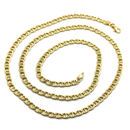 18K YELLOW GOLD CHAIN FLAT BOAT MARINER OVAL NAUTICAL BIG 5mm LINK, 50 cm, 20