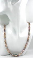 Load image into Gallery viewer, 18k yellow gold 24&quot; necklace 7/7.5mm baroque freshwater round/oval purple pearls
