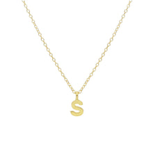 Load image into Gallery viewer, 18k yellow gold rolo thin 16&quot; necklace with small 5mm letter initial S
