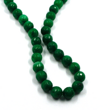 Load image into Gallery viewer, 18k yellow gold necklace 16&quot; with 8mm green natural jade beads spheres balls
