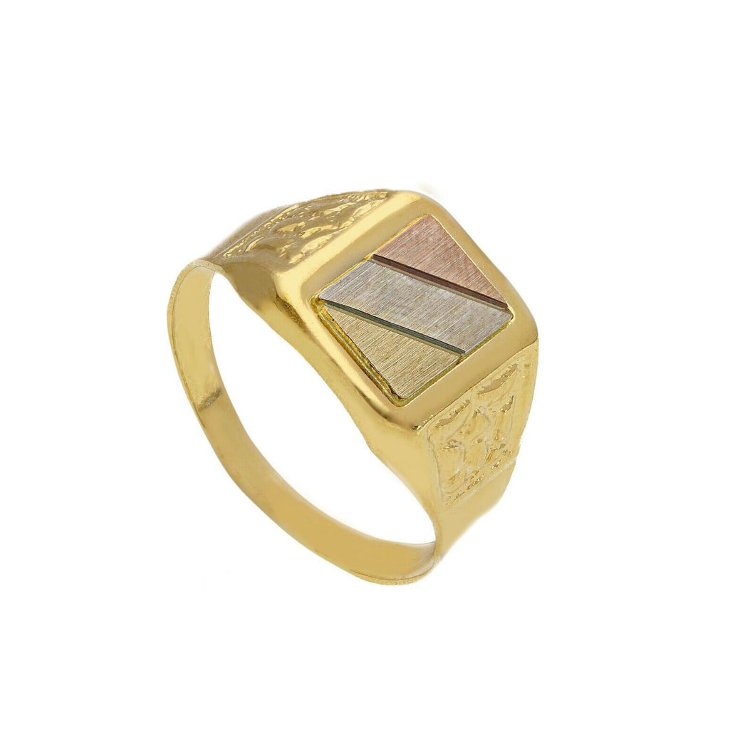 18k yellow white rose gold band signet man chevalier ring 11mm central square