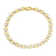 Load image into Gallery viewer, solid 18k yellow white gold bracelet square cubes ovals alternate flat 5.7mm
