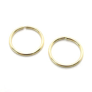 18K YELLOW GOLD ROUND CIRCLE HOOP EARRINGS DIAMETER 10 MM x 1 MM, MADE IN ITALY