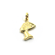 18k yellow gold 18mm Nefertiti head pendant, rounded smooth, 2 faces