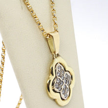 Load image into Gallery viewer, 18K YELLOW &amp; WHITE GOLD NECKLACE WITH DIAMONDS CROSS ROUNDED CENTRAL
