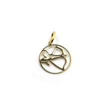 Load image into Gallery viewer, 18k yellow gold zodiac sign round small 15mm flat pendant, zodiacal, sagittarius
