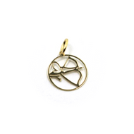 18k yellow gold zodiac sign round small 15mm flat pendant, zodiacal, sagittarius