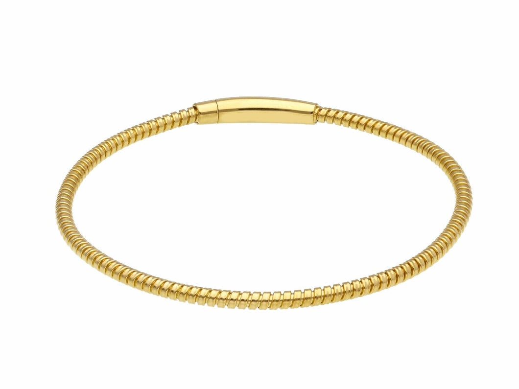 18k yellow gold omega, gas pipe, rounded 3mm, tubular, spiral bracelet 7.9