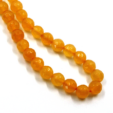 Load image into Gallery viewer, 18k yellow gold necklace 16&quot;, orange jade round faceted 6mm beads spheres balls
