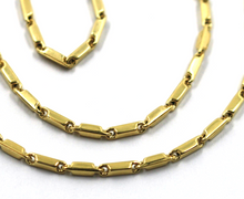 Load image into Gallery viewer, 18k yellow gold chain oval triangular 2.2x7mm rounded tubes links, 60cm 24&quot;
