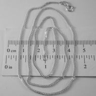COLLAR DE CADENA DE ORO BLANCO MACIZO DE 18 QUILATES CON ESLABÓN DE 1 MM Y 15,75 PULGADAS, HECHO EN ITALIA 