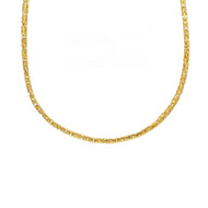 18k yellow gold squared tubular 1.7mm byzantine chain necklace, 45cm 18