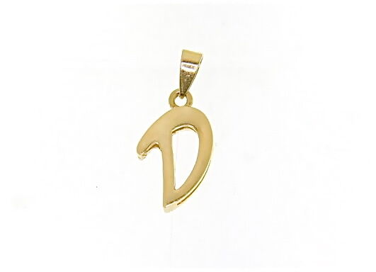 18K YELLOW GOLD LUSTER PENDANT WITH INITIAL D LETTER D MADE IN ITALY 0.71 INCHES