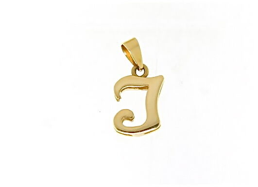 18K YELLOW GOLD LUSTER PENDANT WITH INITIAL I LETTER I MADE IN ITALY 0.71 INCHES