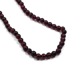 Load image into Gallery viewer, 18k yellow gold necklace 16&quot; with round red garnet 4mm round beads spheres balls
