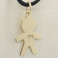 18K YELLOW GOLD LUSTER PENDANT WITH BOY BABY WITH HEART PERFORAT