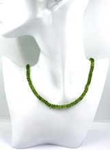 Load image into Gallery viewer, 18k yellow gold necklace 16&quot; with 5mm green natural peridot faceted ovals
