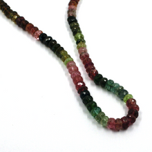 Load image into Gallery viewer, 18k yellow gold necklace 24&quot;, 5mm multicolor natural tourmaline faceted ovals
